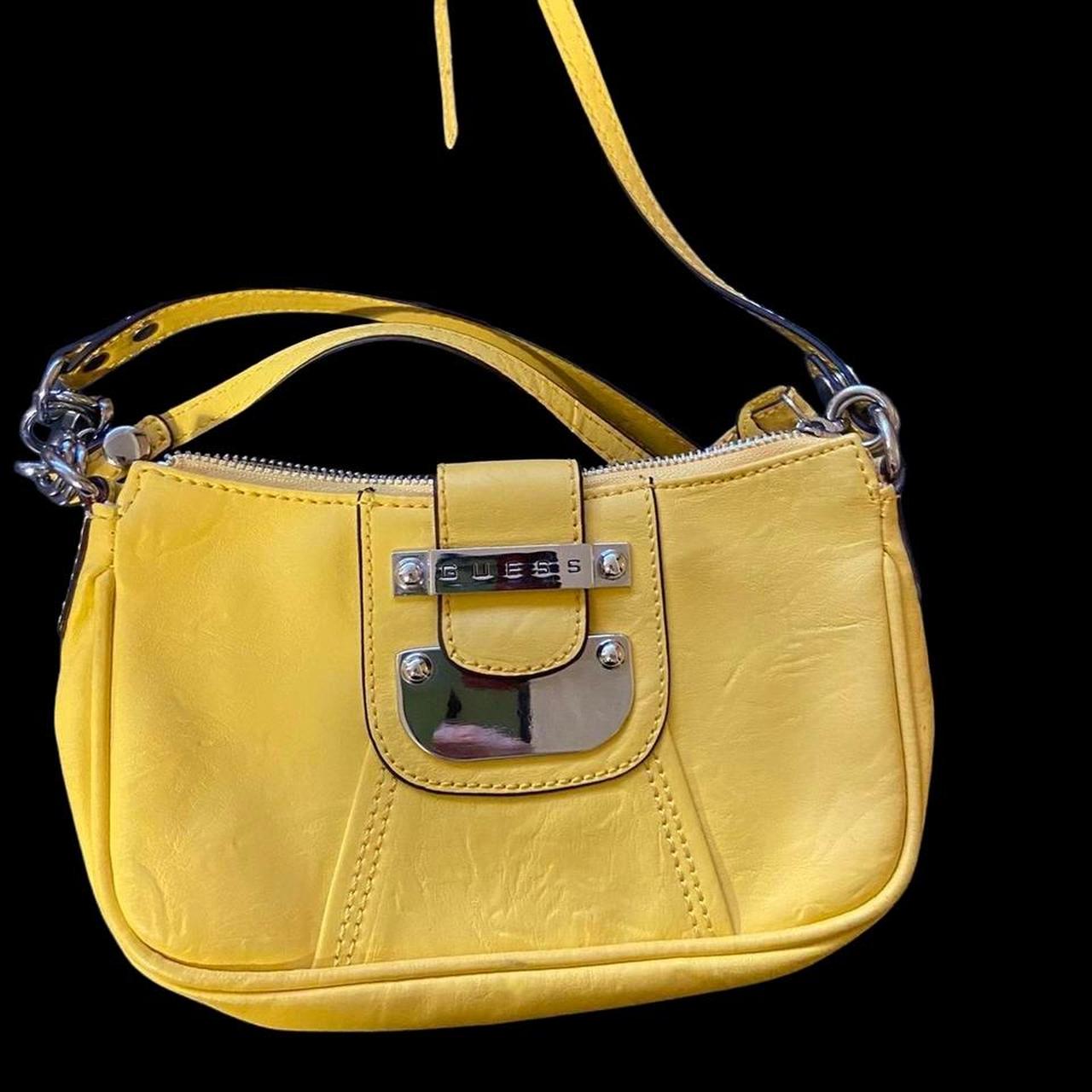 adorable vibrant yellow Y2k GUESS leather crossbody... - Depop
