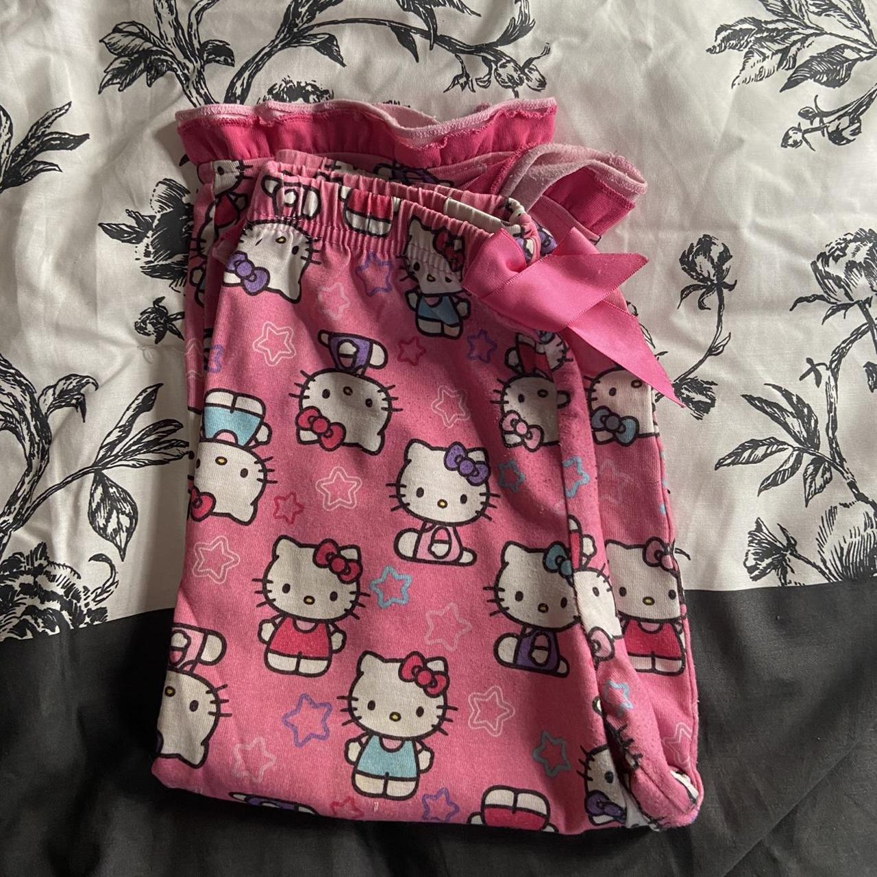 hello kitty y2k sanrio pj pant bottoms with ruffled... - Depop