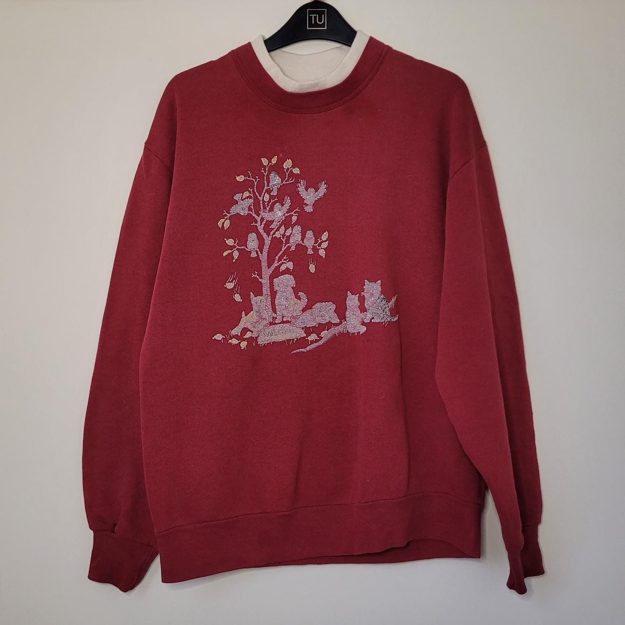 Morning Sun Women's Red and Burgundy Sweatshirt | Depop