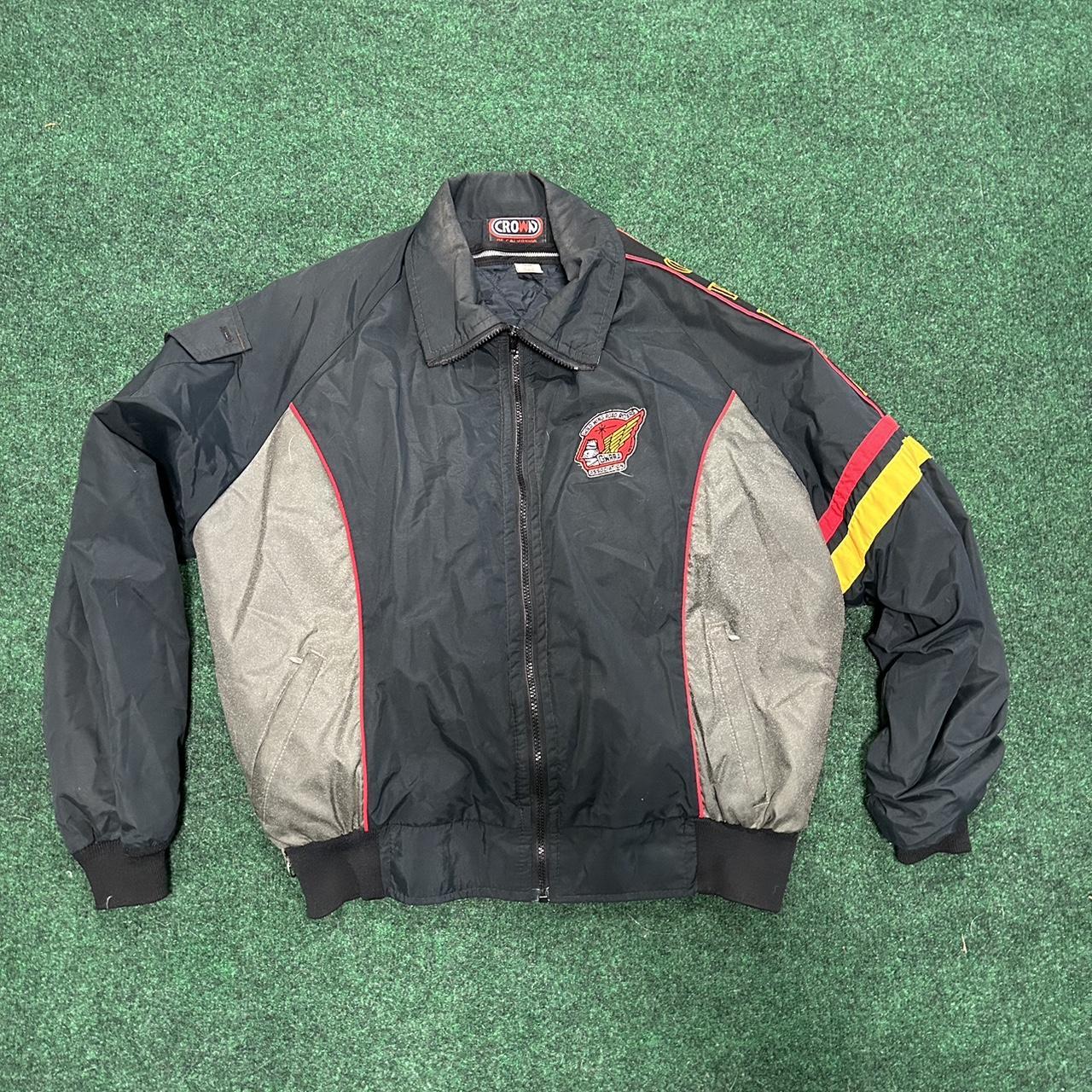 Vintage biker jacket in great condition Size Large... - Depop