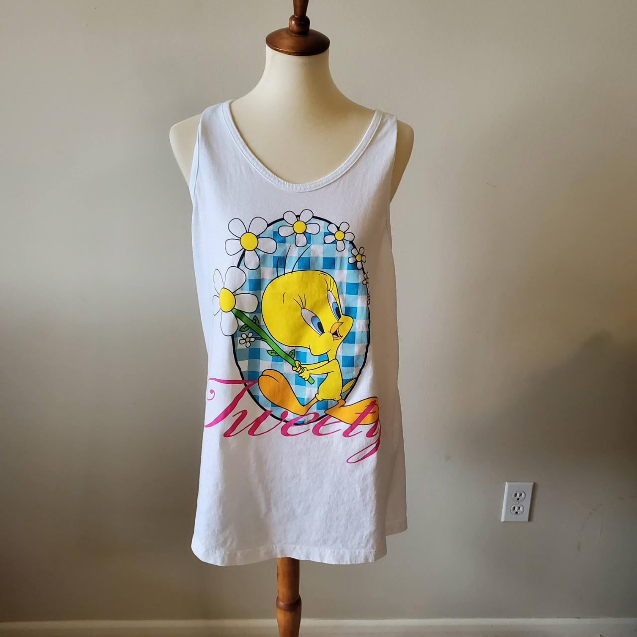 Vintage Looney Toons Tweety Bird Women's Tank Top  - Depop