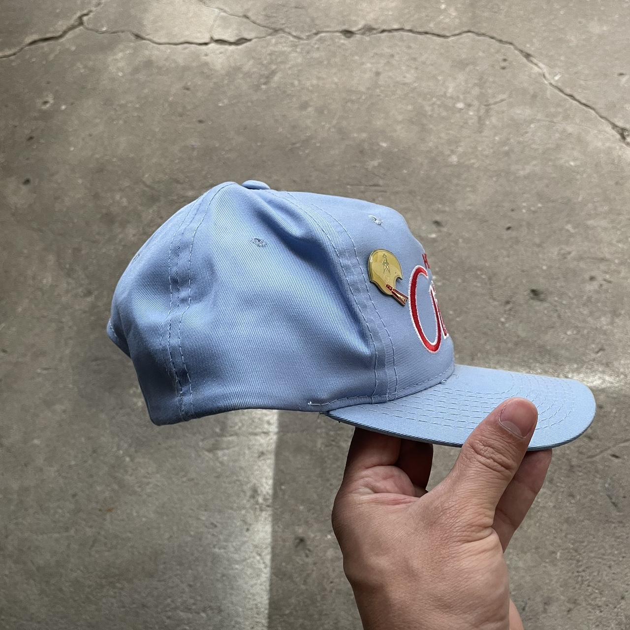 Vintage Houston Oilers Leather Strapback Hat - Depop