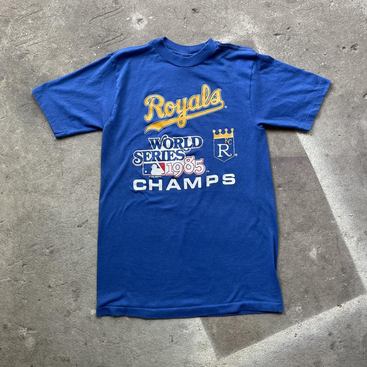 A1 VTG KANSAS CITY ROYALS SHIRT RAGLAN 1985 WORLD - Depop