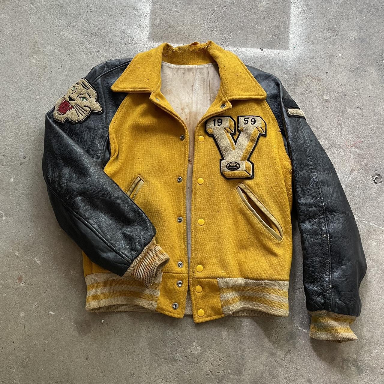 Men's Yellow Varsity Leather Jacket