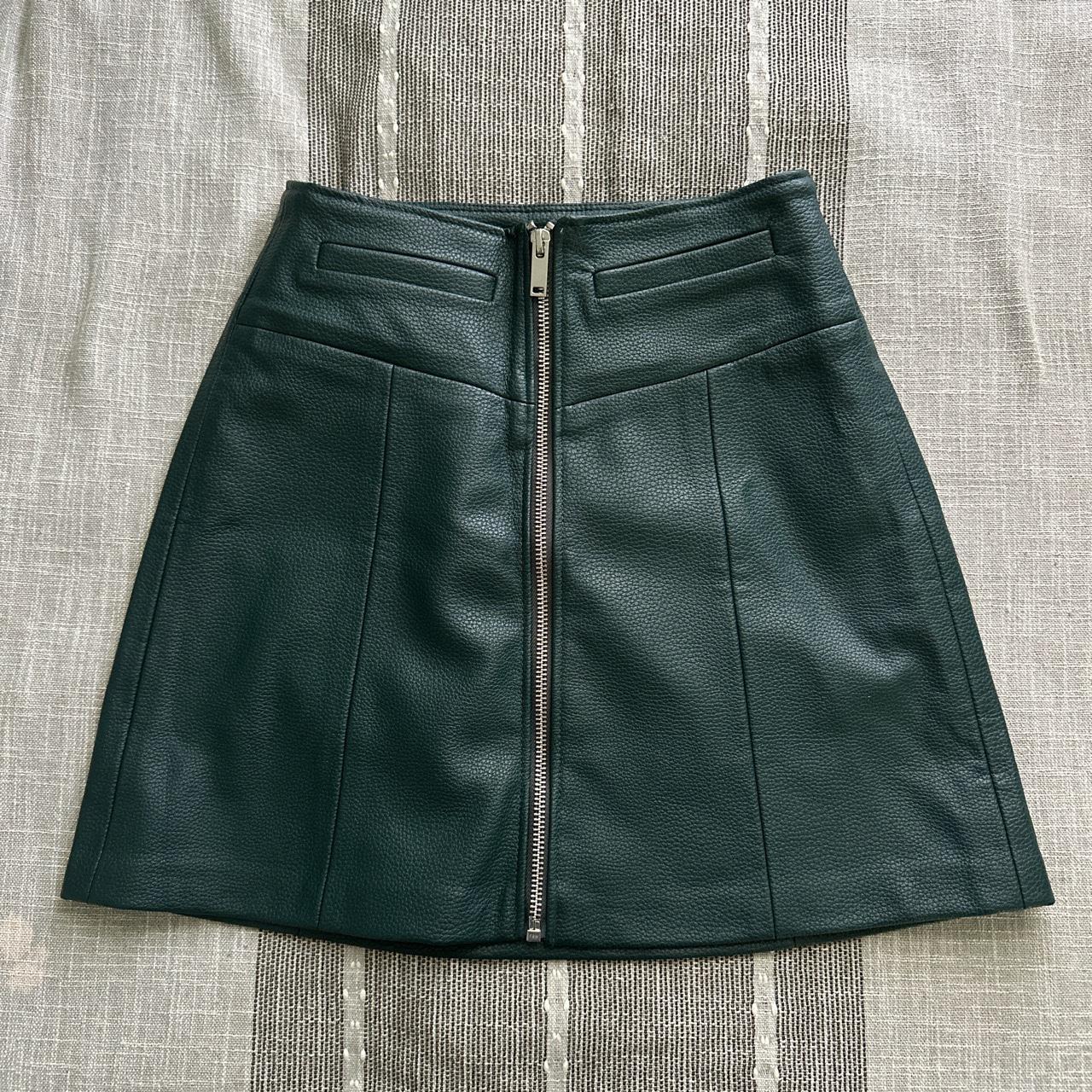 Bershka green outlet leather skirt