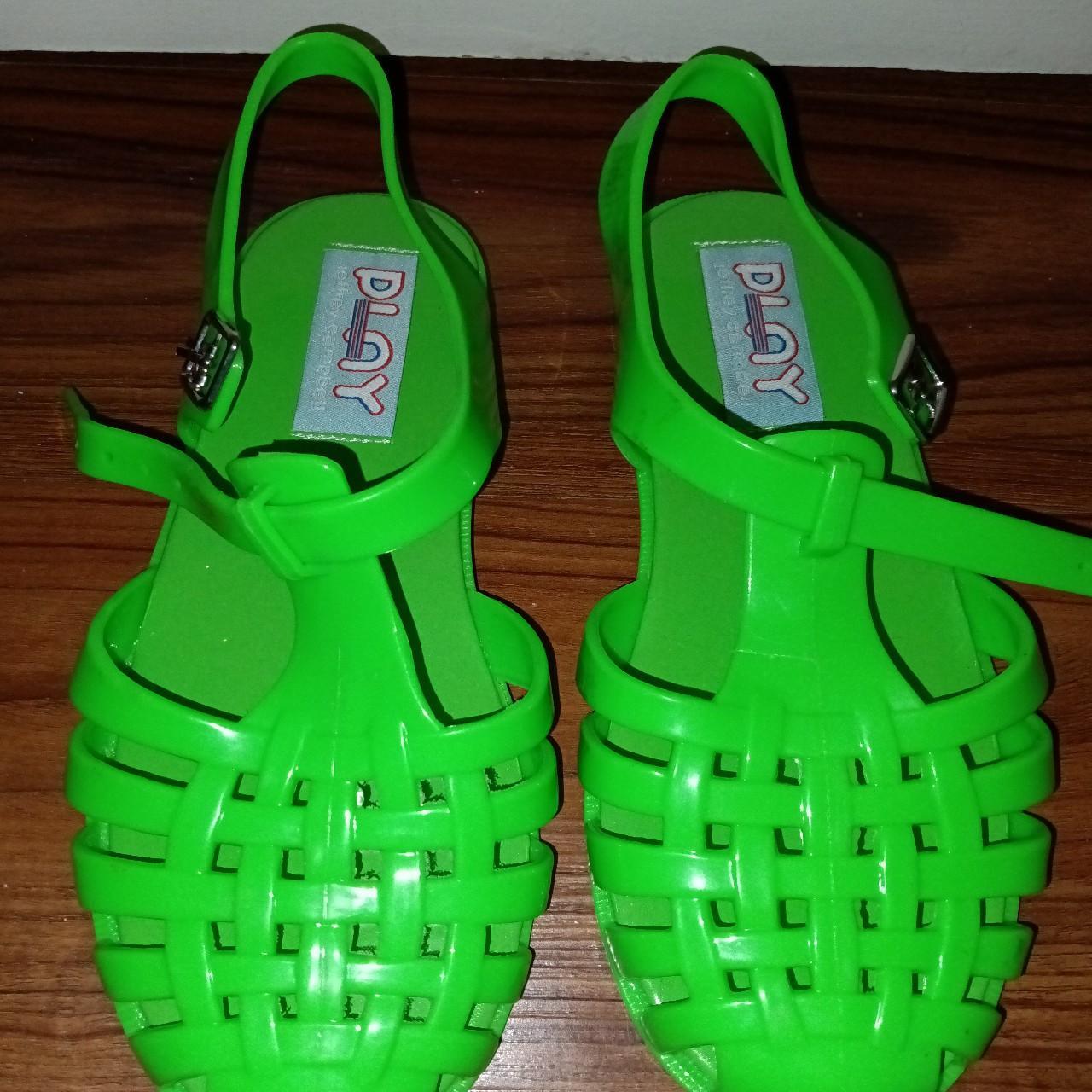 Jeffrey Campbell PLAY neon green jelly sandals Depop