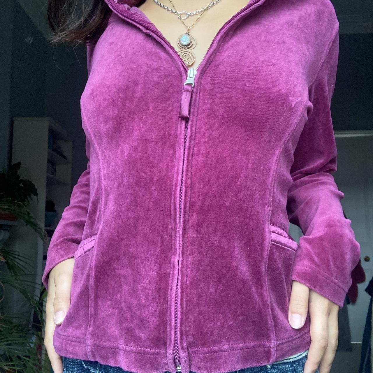 Purple zip up fluffy cardigan w pockets, super cute... - Depop