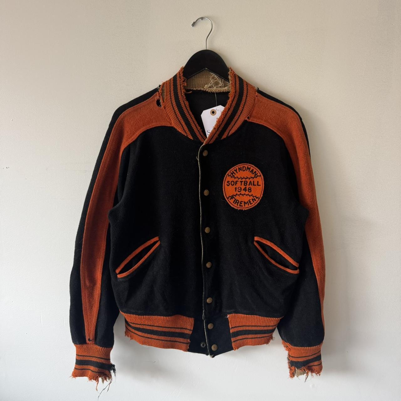vintage leather fireman clasp jacket japanese kanji | Depop