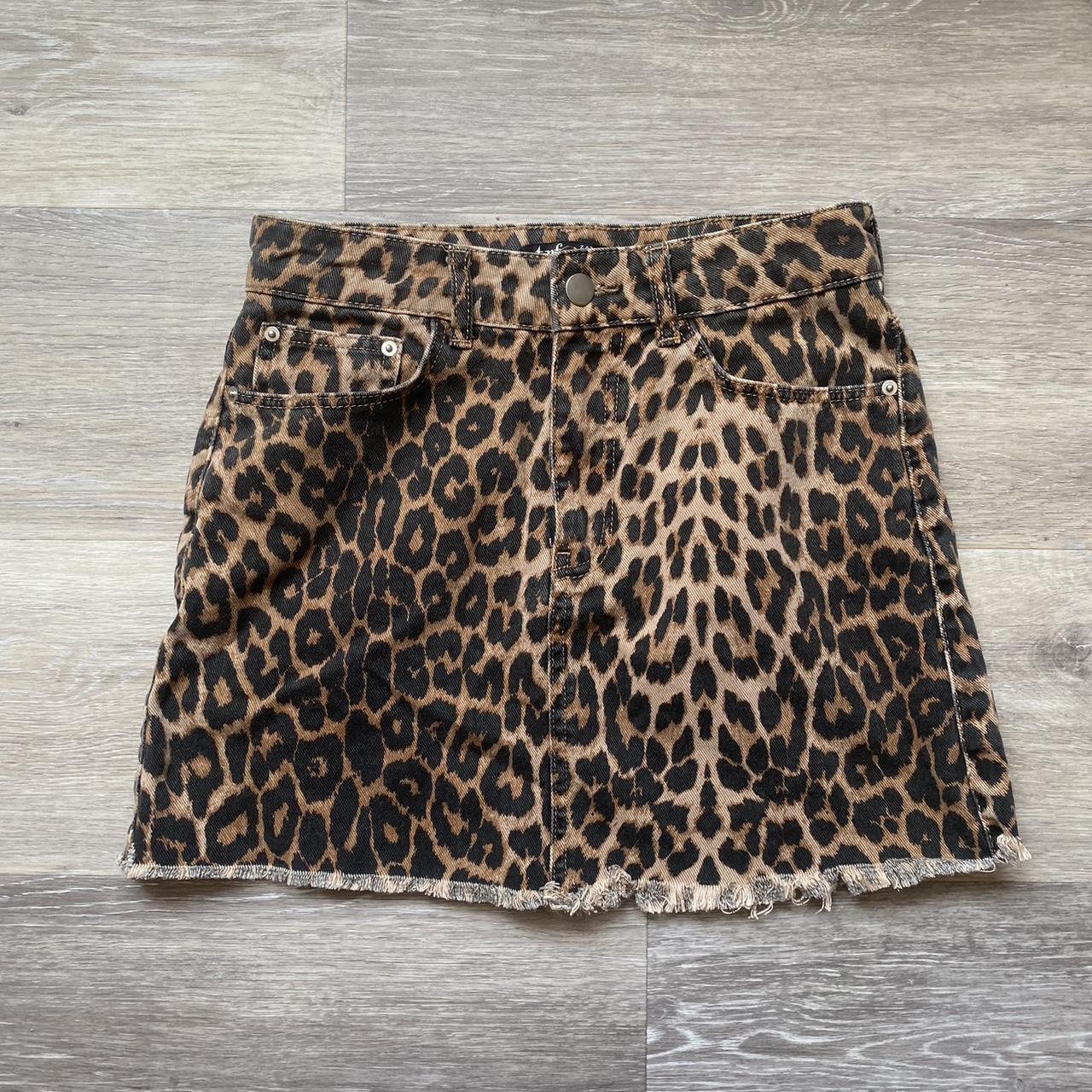 Zara leopard best sale denim skirt