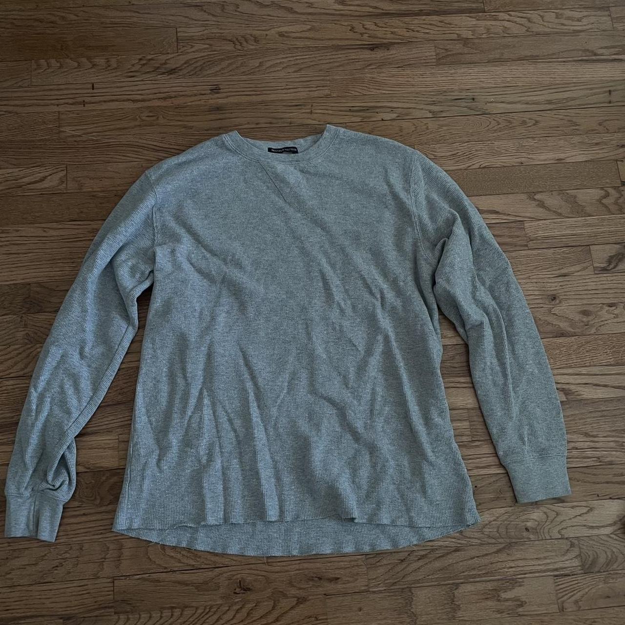 brandy Melville oversized grey waffle long sleeve.... - Depop