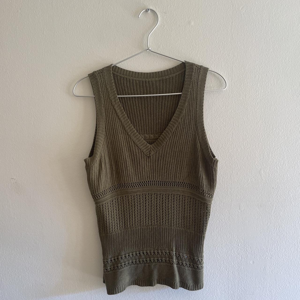 Sage green knit vest Light weight, perfect for... - Depop