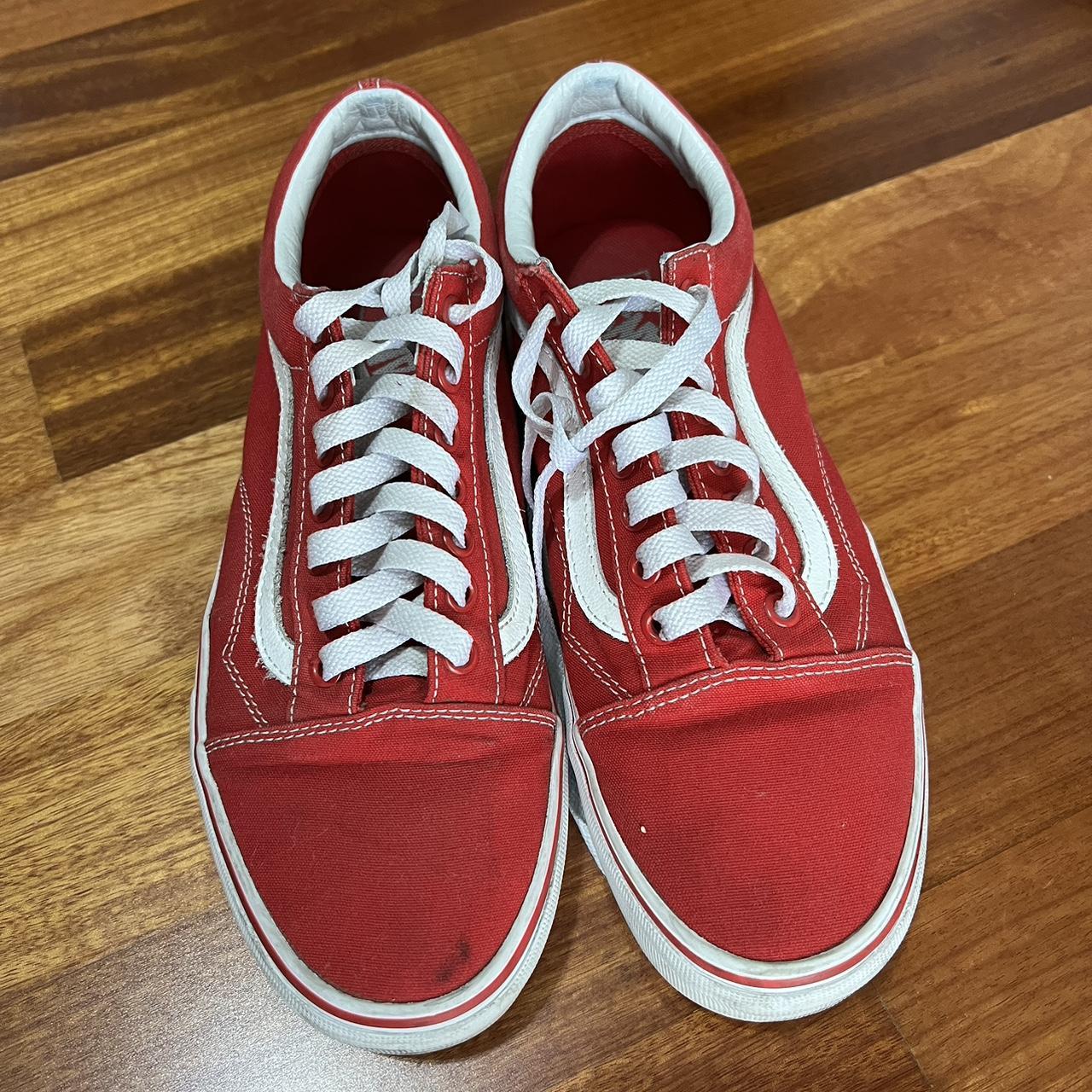 Red Vans old skool size 8 men 9.5 women worn. Depop