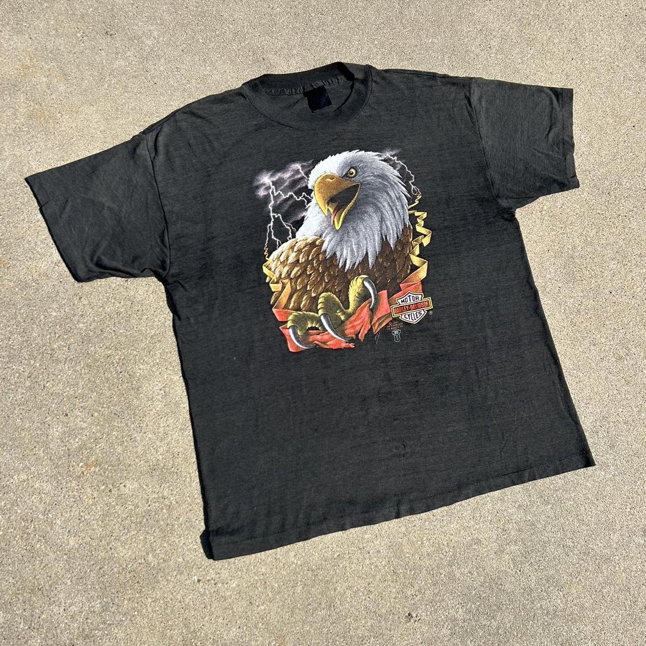 3d emblemHarley-Davidsonイーグル Tシャツ 1987年製 VINTAGE 1987 Harley Davidson 3D Emblem Bald Eagle | Depop
