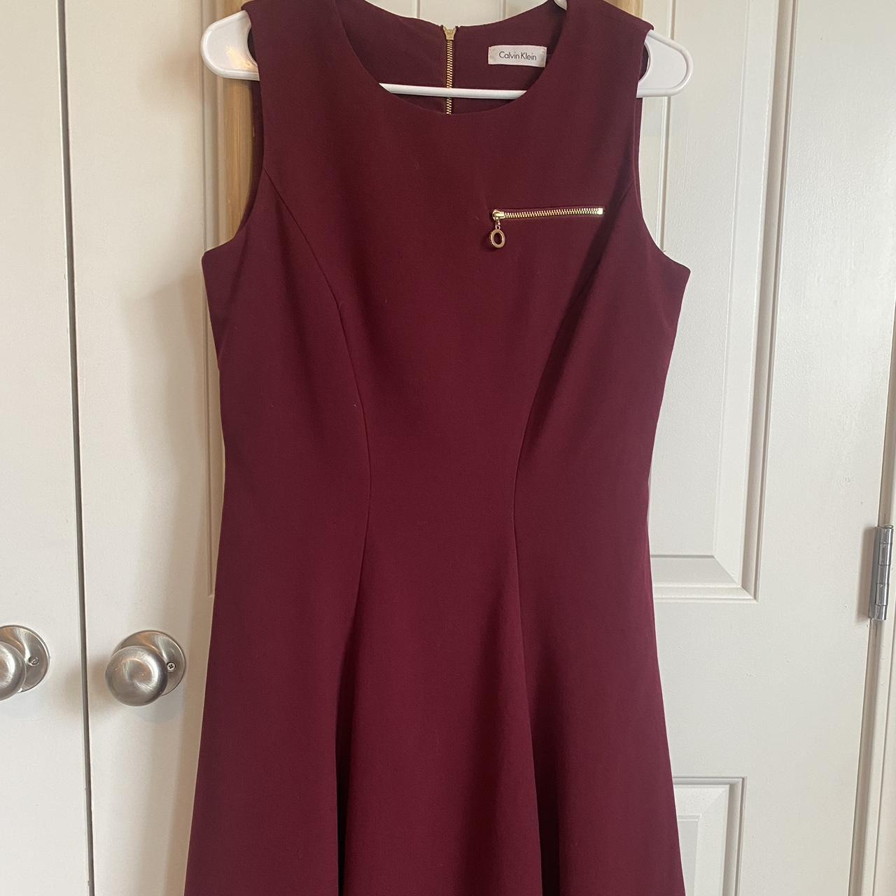 Calvin Klein Women's Burgundy Dress | Depop