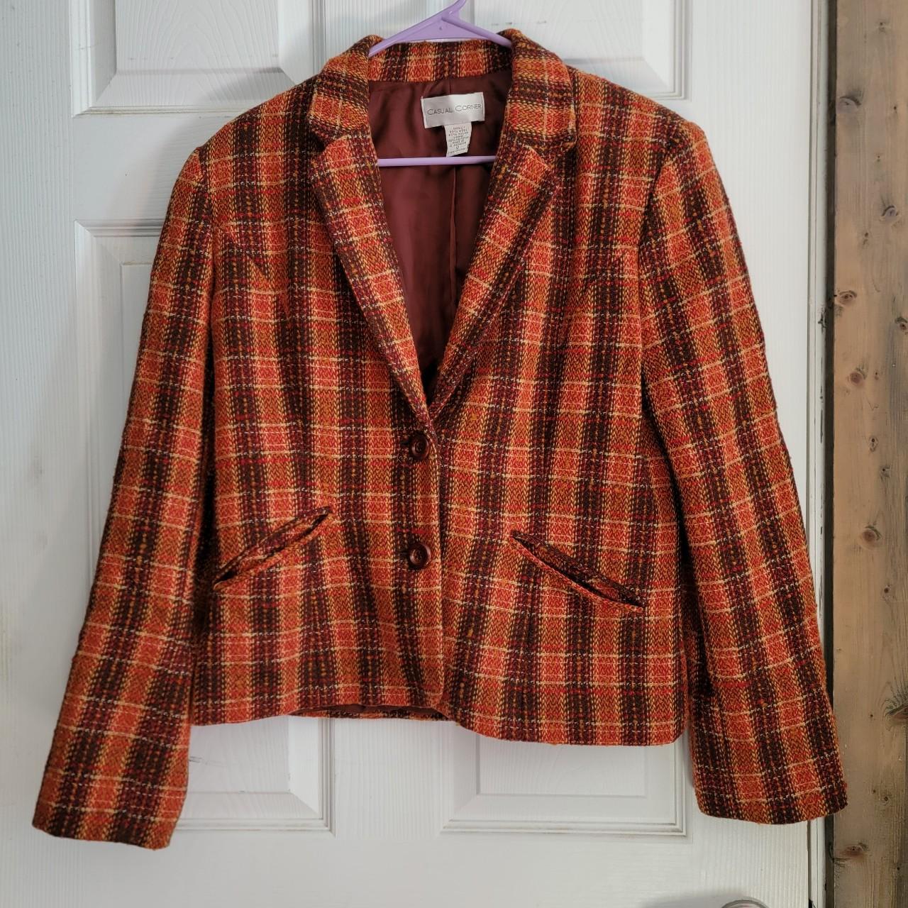 Vintage Casual Corners Wool Blend Plaid Tweed Blazer. Depop