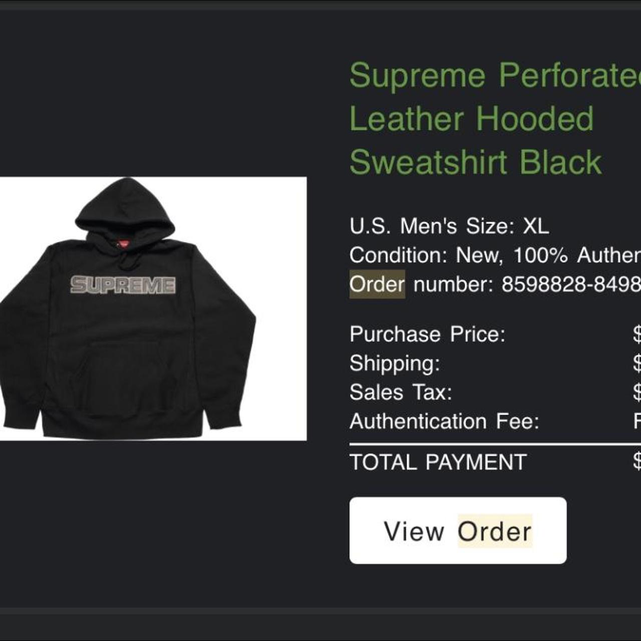 Supreme Perforated Leather hooded sweatshirt - Depop