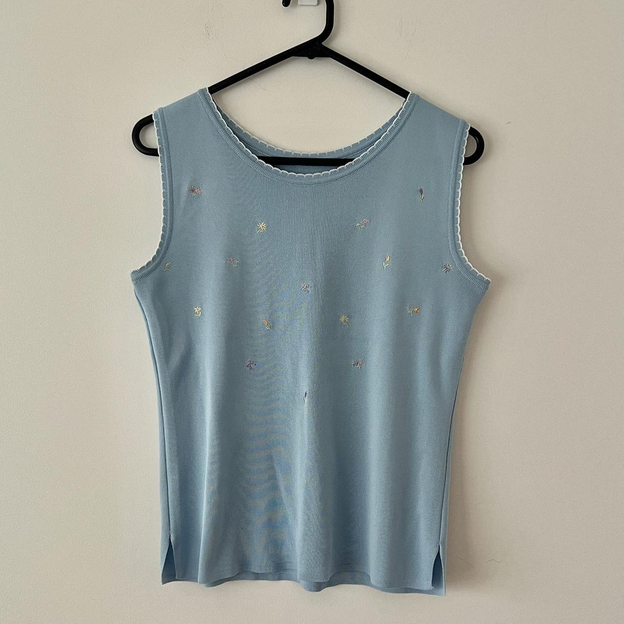Adorable vintage baby blue tank top with a cute... Depop