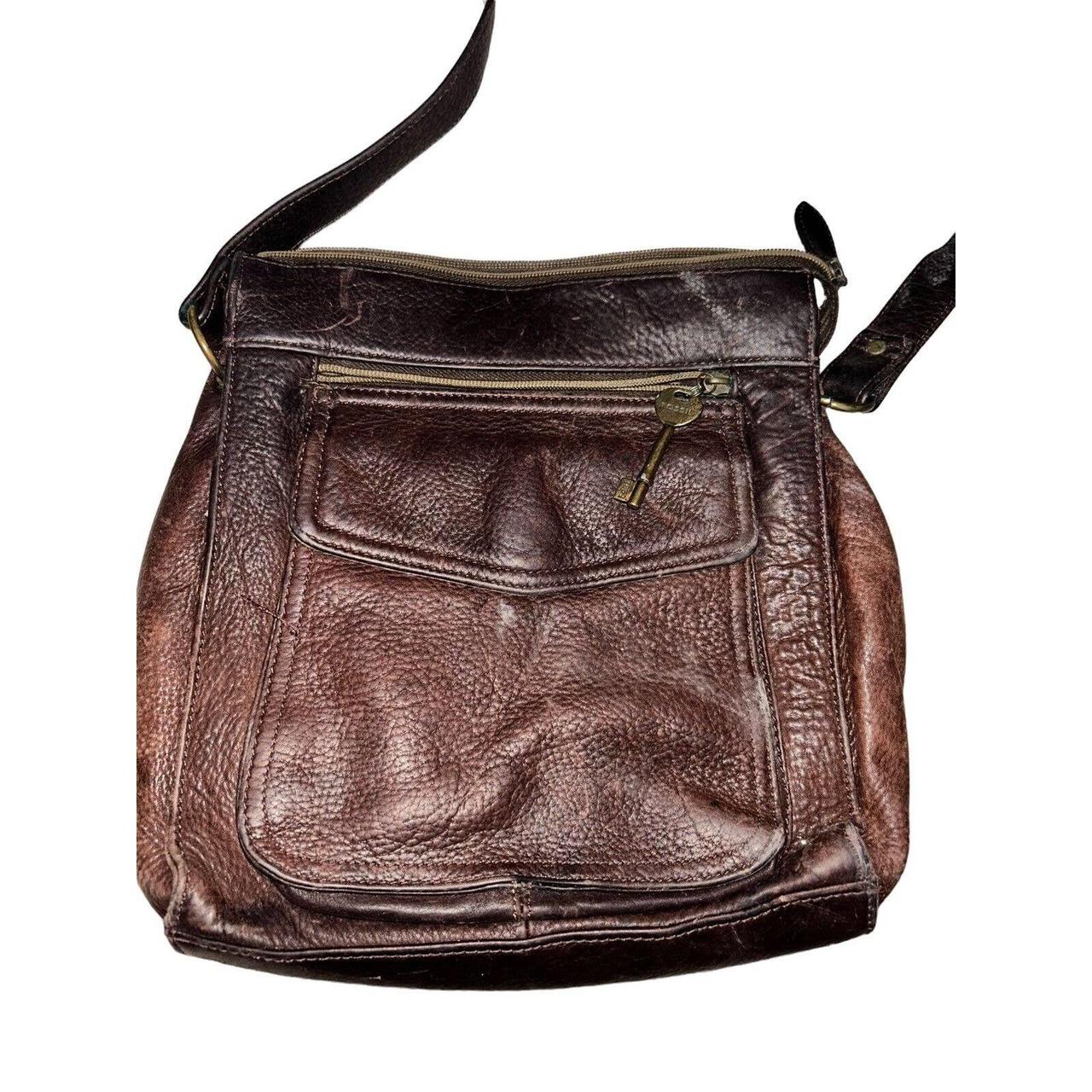 Vintage Fossil 1954 75082 Brown Leather Shoulder Bag | Leather shoulder bag,  Brown leather shoulder bag, Brown leather