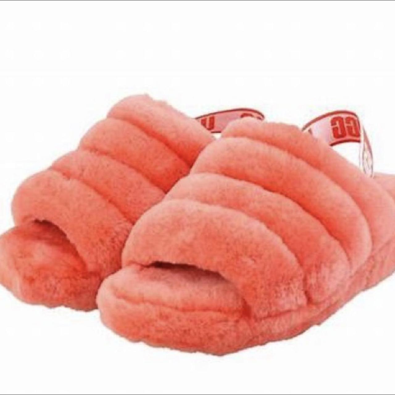 UGG Fluff yeah coral slippers in size 8.5 Super Depop