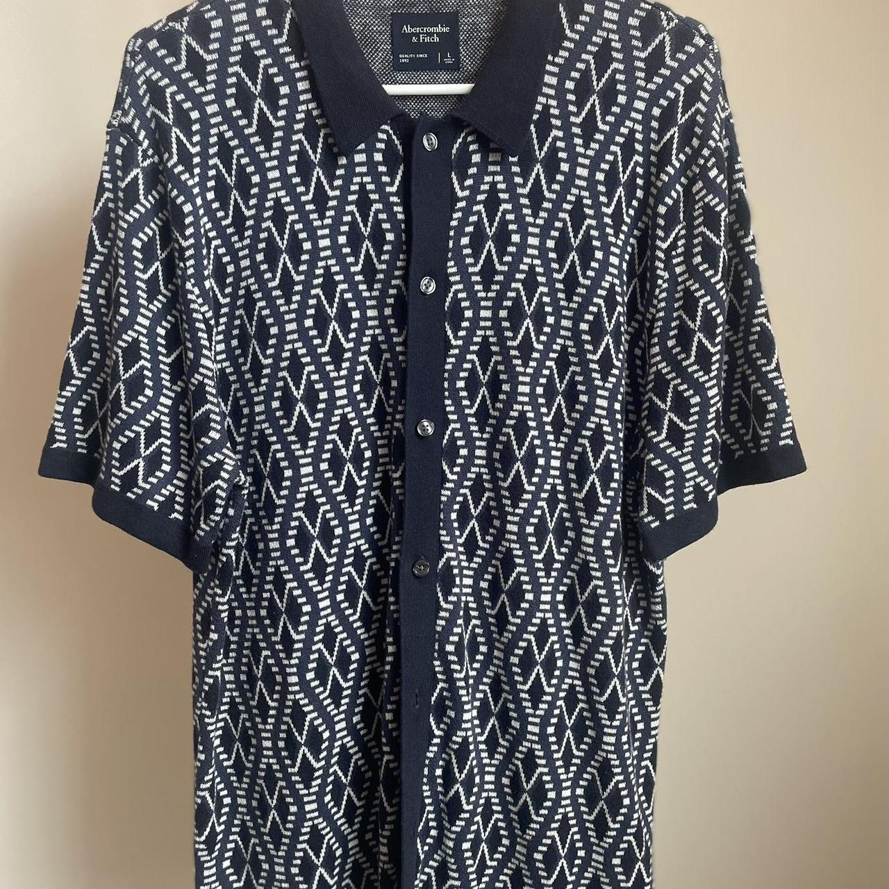 Abercrombie Fitch Blue Woven Button Down Depop