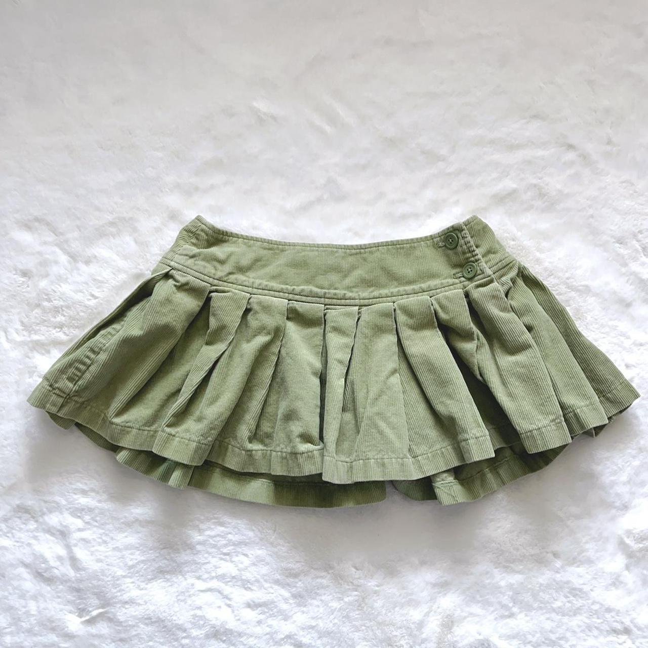 Pretty green corduroy pleated skirt 🌱 Super pretty!... - Depop