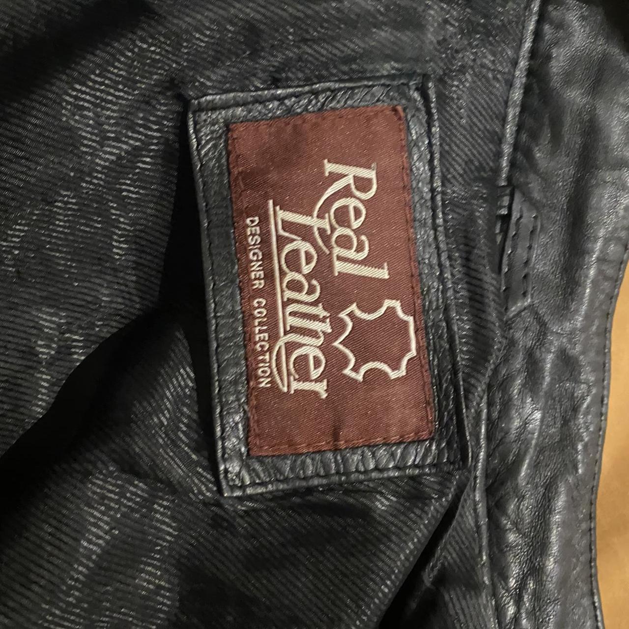 100% leather biker jacket Size M Lining is ripped... - Depop