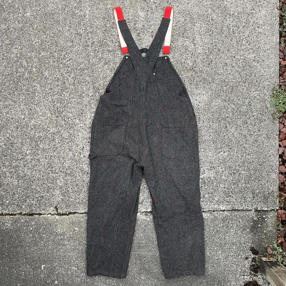 Vintage 1994 WoolRich Wool Bib Men Overalls Gray,... - Depop