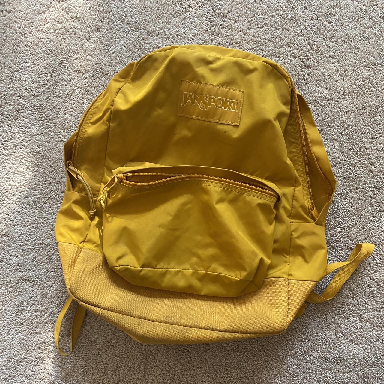 Jansport mustard yellow backpack Backpack features... Depop