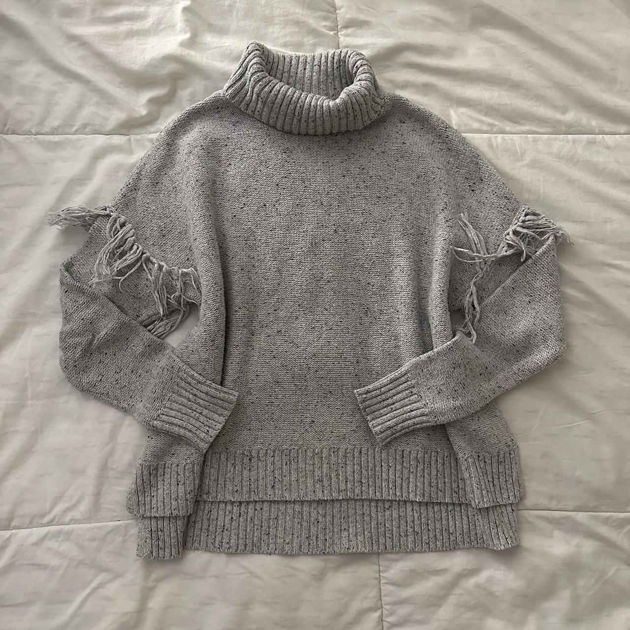 marled light gray turtleneck sweater brand:... - Depop