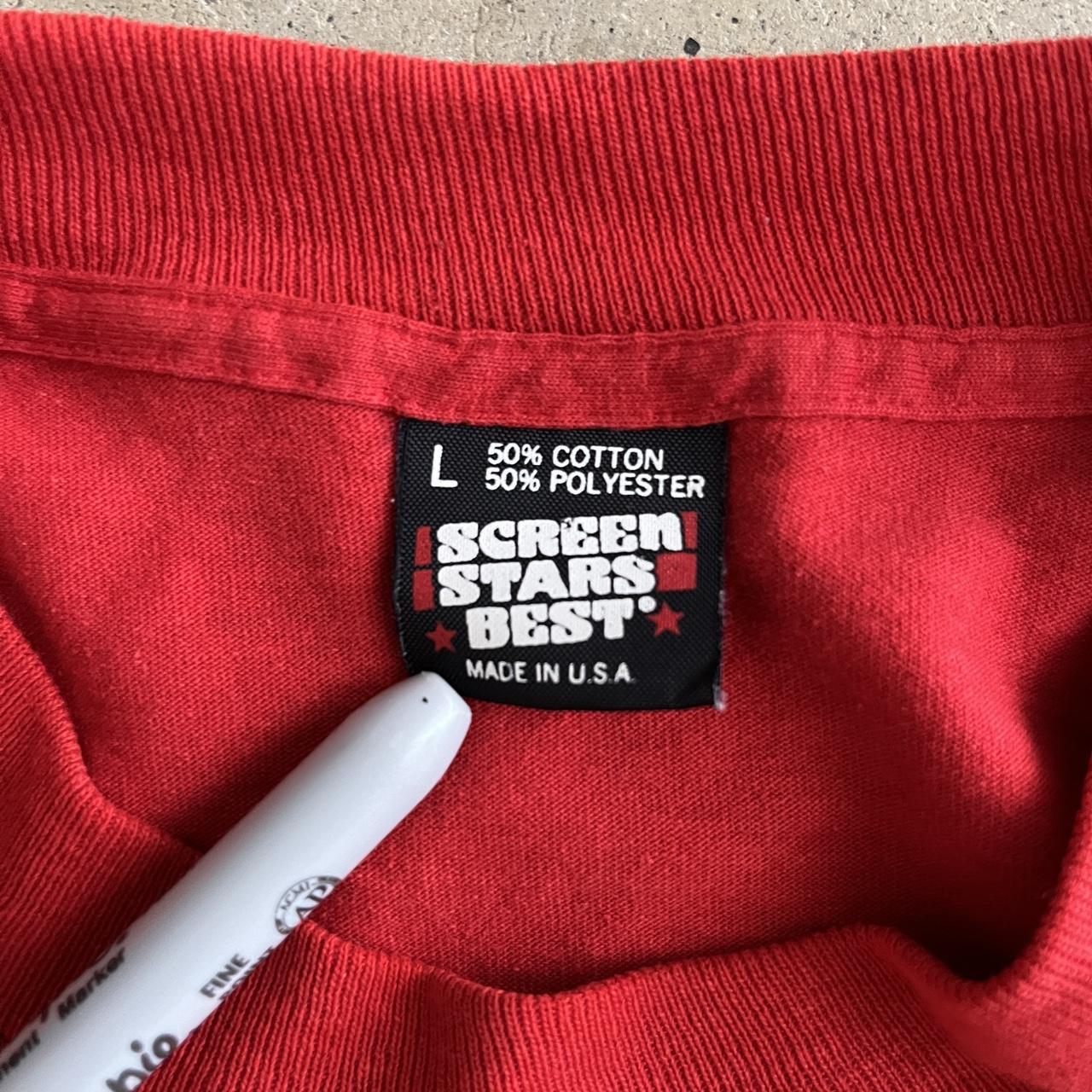 Screen Stars Men's Red and Black T-shirt | Depop