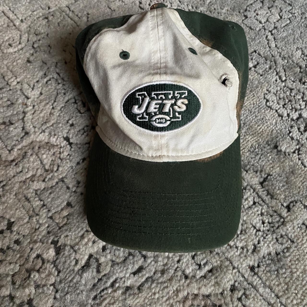 Vintage New York Jets Adjustable Hat. Flaws shown in - Depop