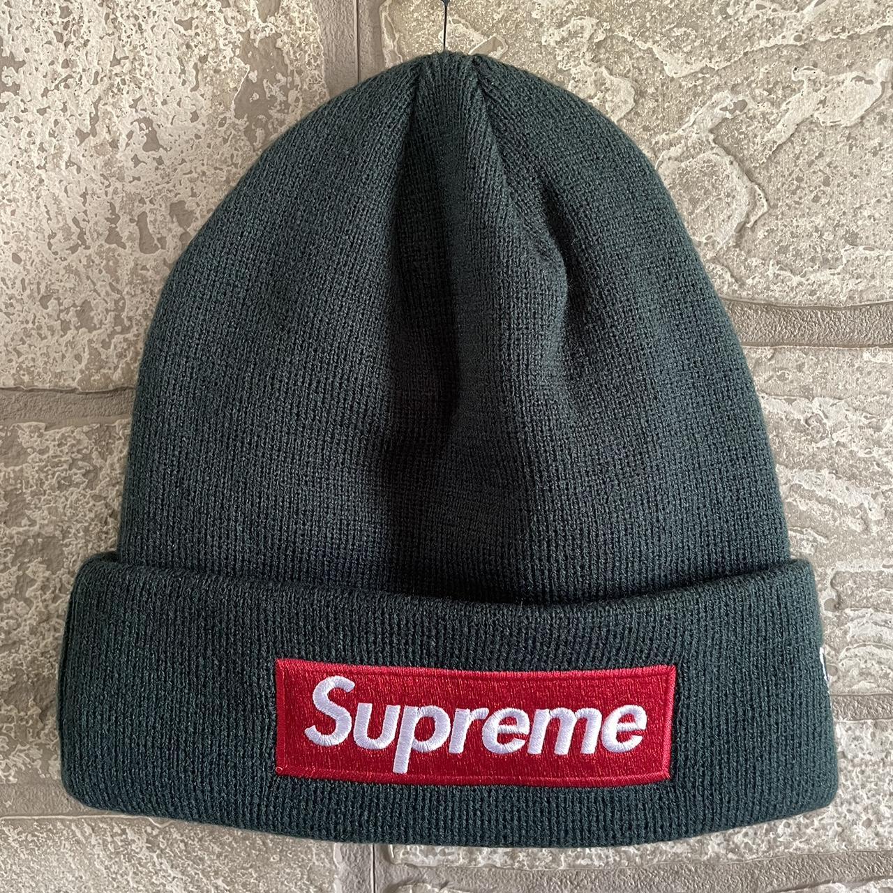 Supreme New Era Box Logo Beanie FW22 Dark Pine Green - Depop