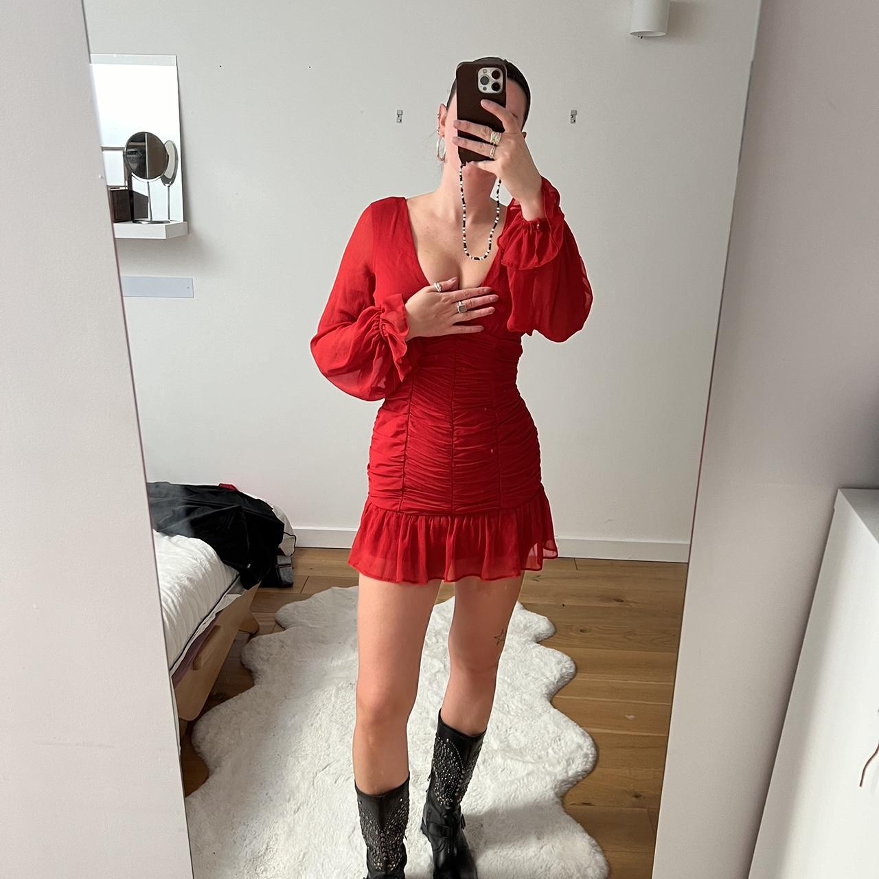 Asos red long sleeve dress online