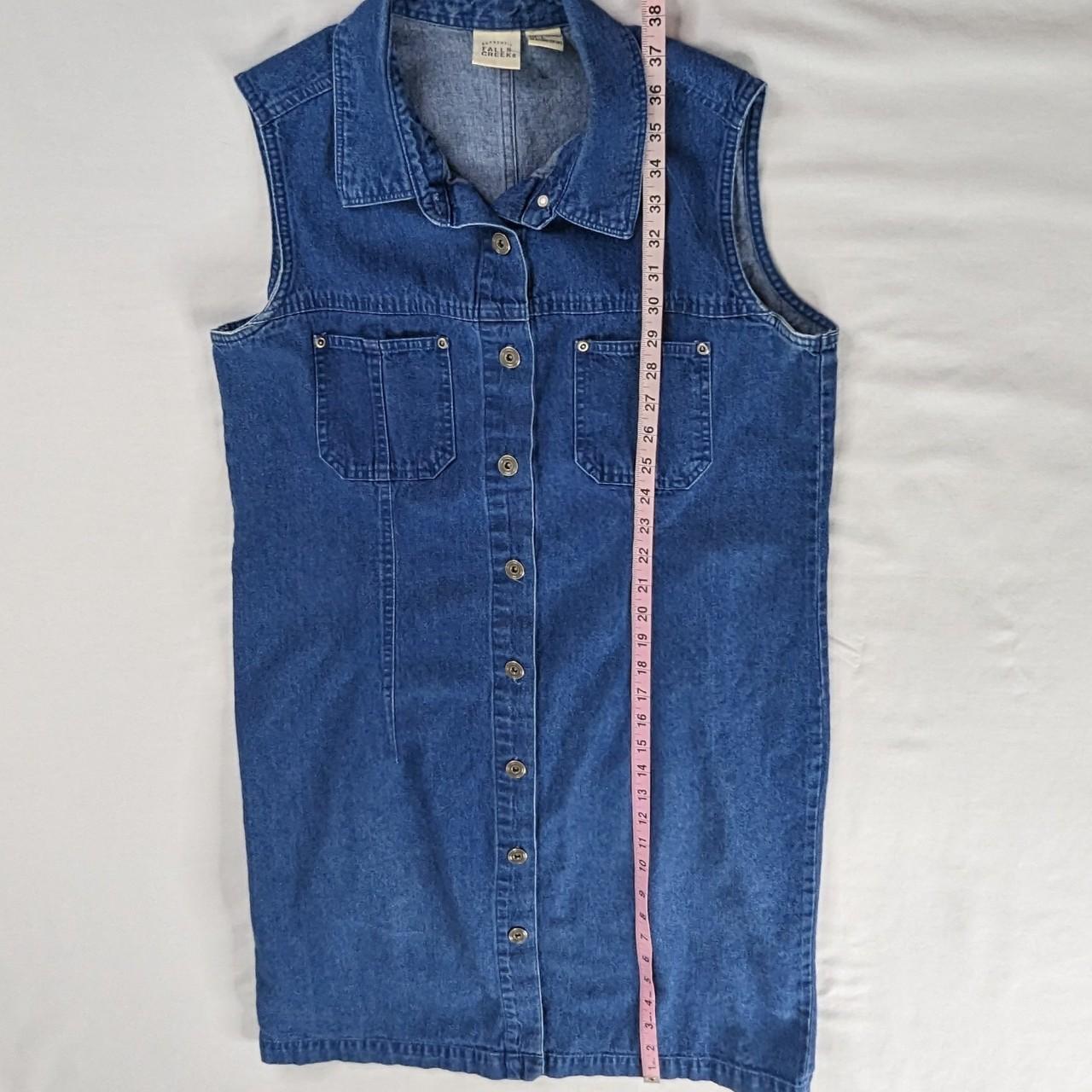 VTG Denim Metal Button Up Front Pocket Sleeveless...