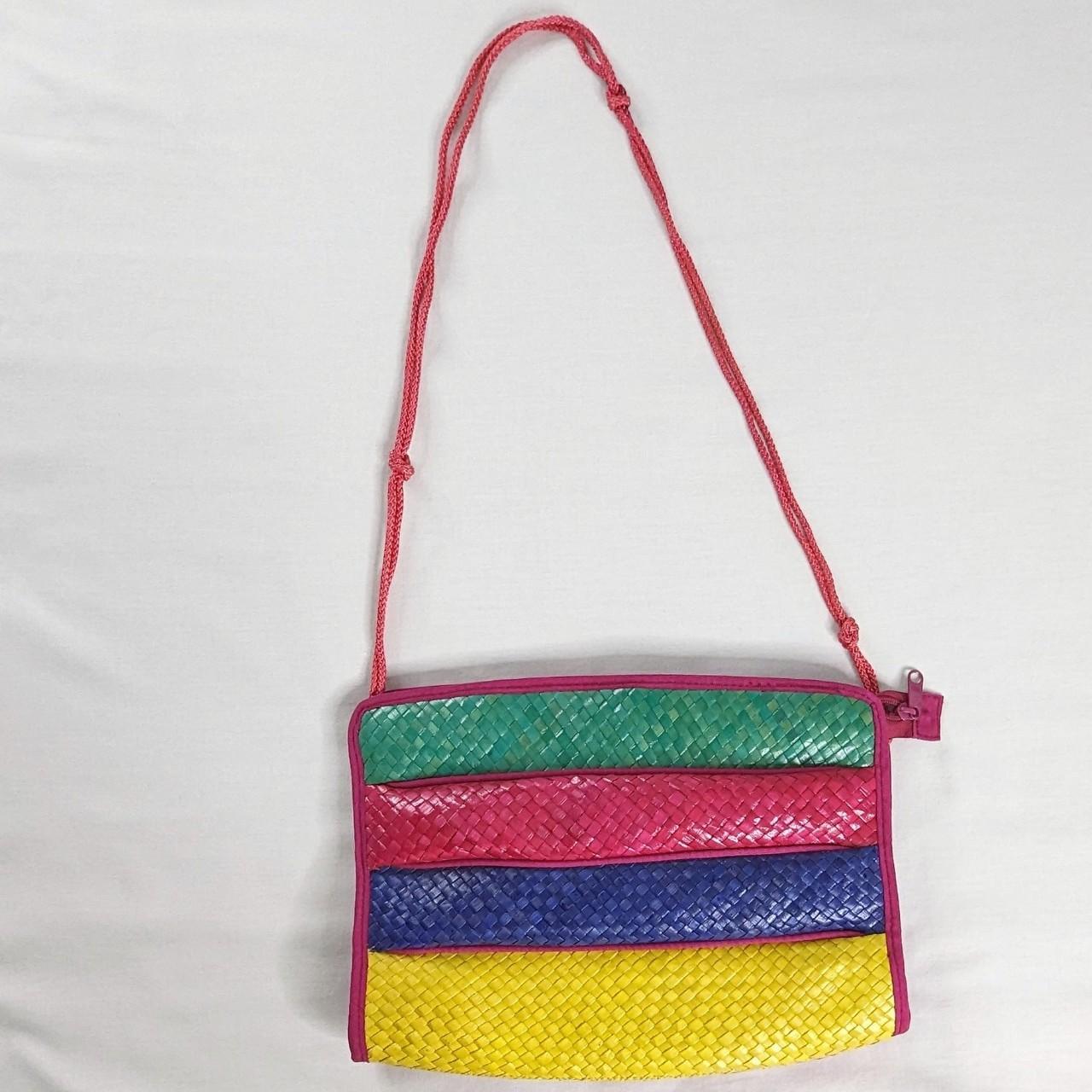 VTG Woven Color Block Bubble Rectangle Crossbody Bag...