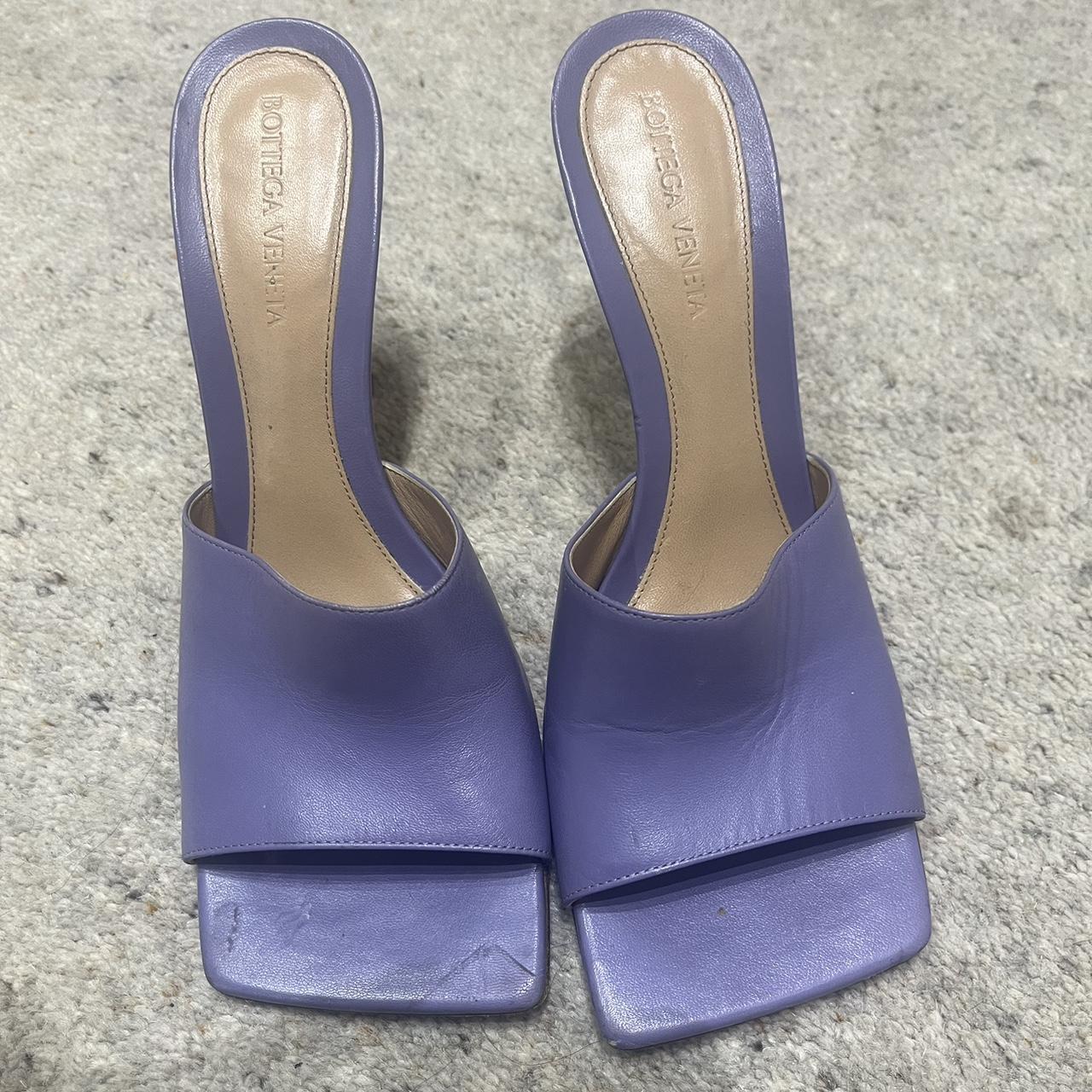 Lilac / purple bottega Veneta mule heels, worn a few... - Depop