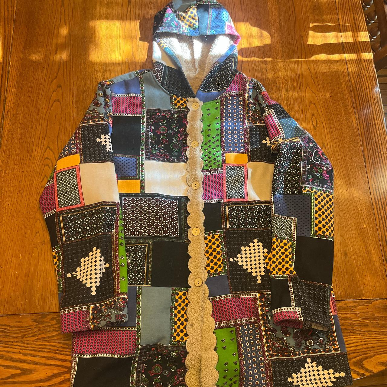 Men's Jacket - Multi - L – Patchwork patterned bu… - image 1