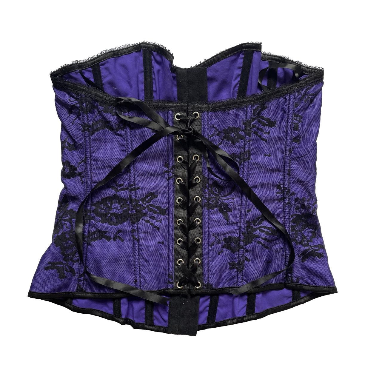 Women's Purple and Black Corset Depop