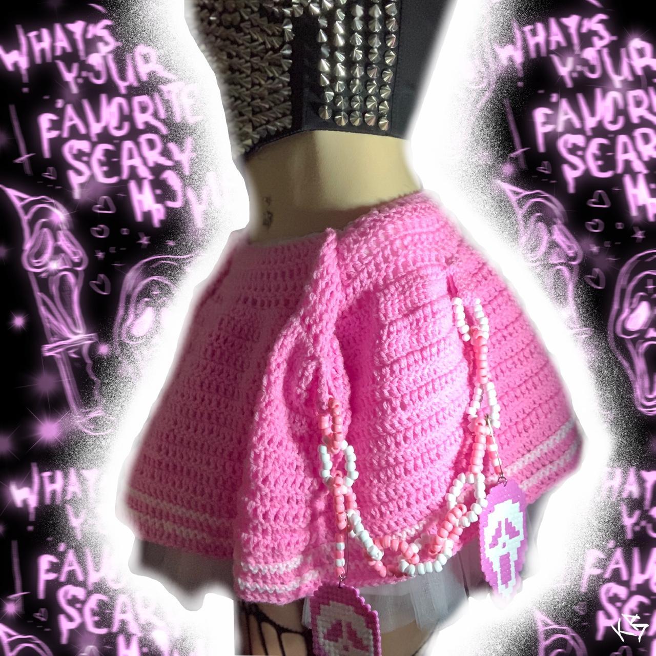 GHOSTFACE SKIRT 💕🤍💀🔪 handmade crochet skater style... Depop