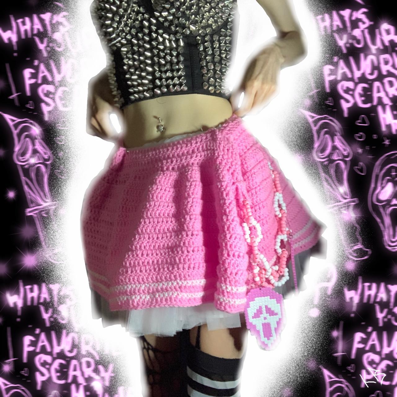 GHOSTFACE SKIRT 💕🤍💀🔪 handmade crochet skater style... Depop