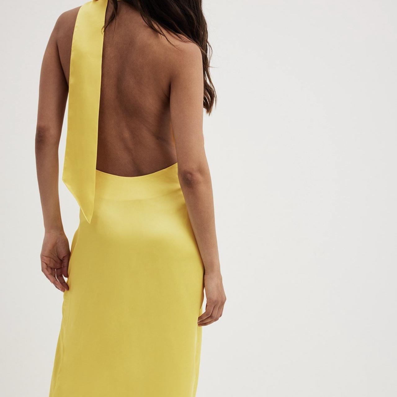 Yellow satin maxi dress. Worn once perfect condition. - Depop