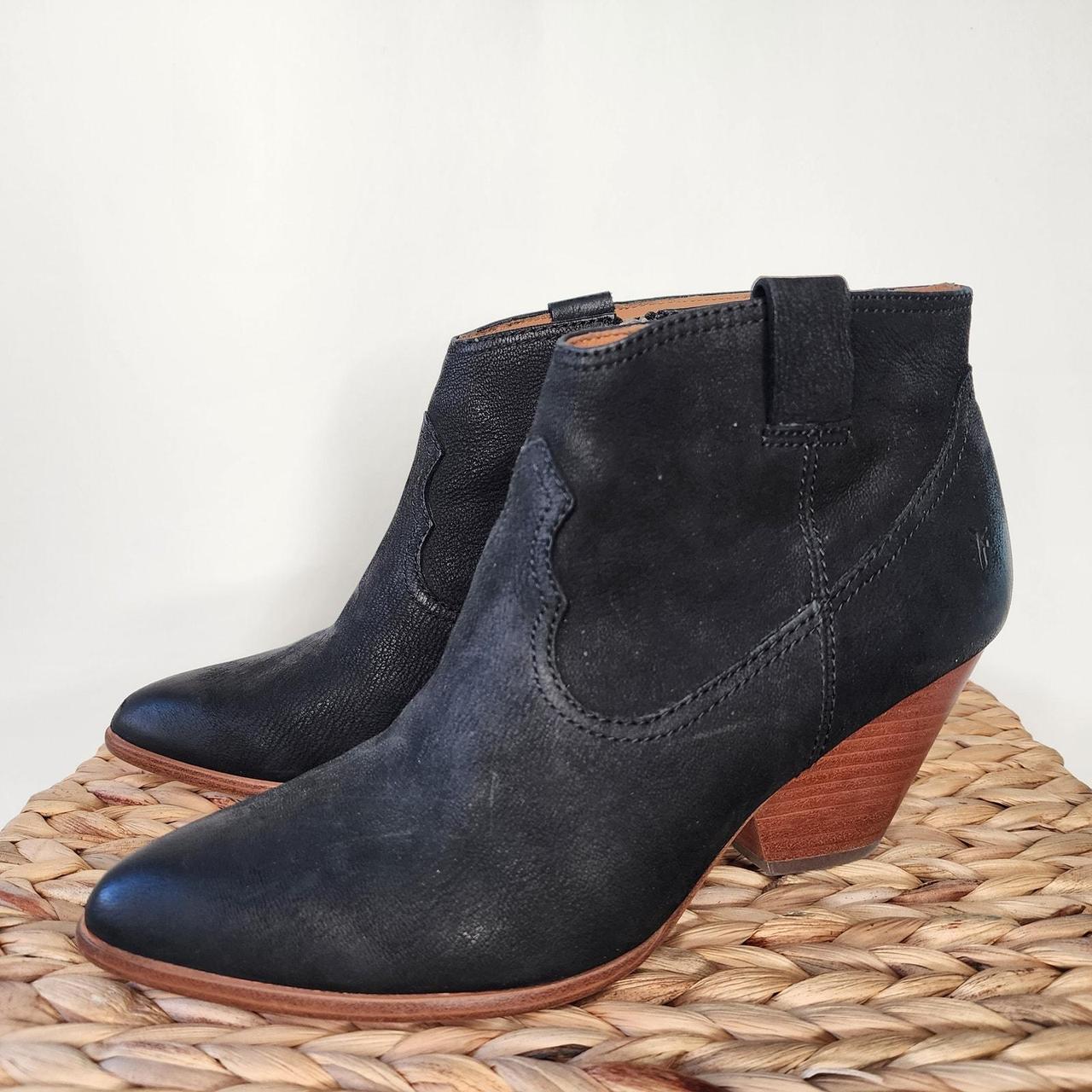 Frye Reina Black Suede Leather Ankle Booties 2.5 Depop