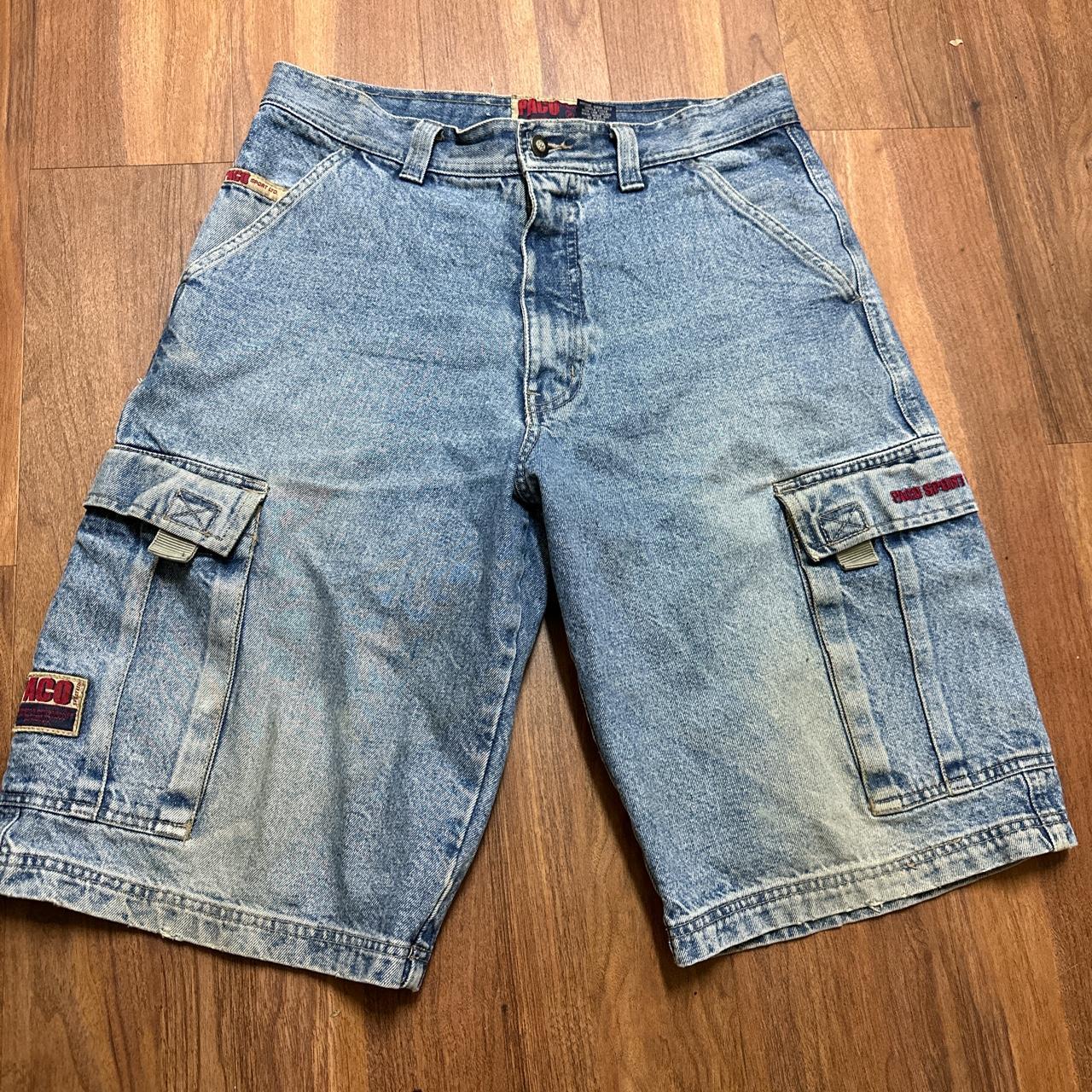 Y2K early 2000s PACO sport denim cargo shorts jorts.... - Depop