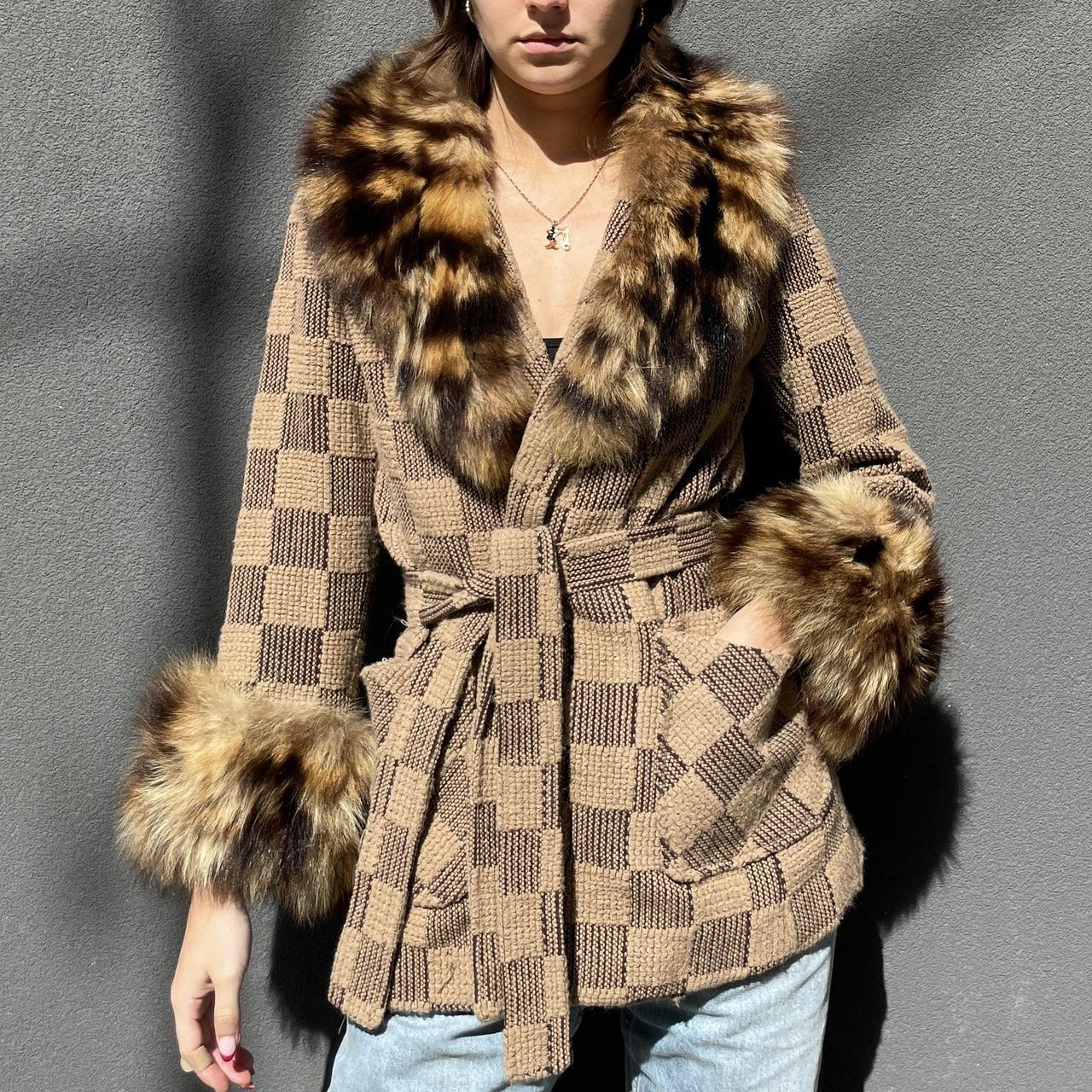 70s checkered fur jacket unreal vintage jacket