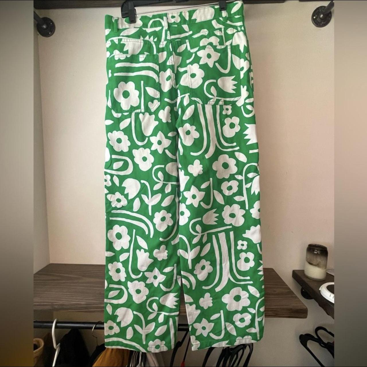 Monki Women's Green and White Trousers