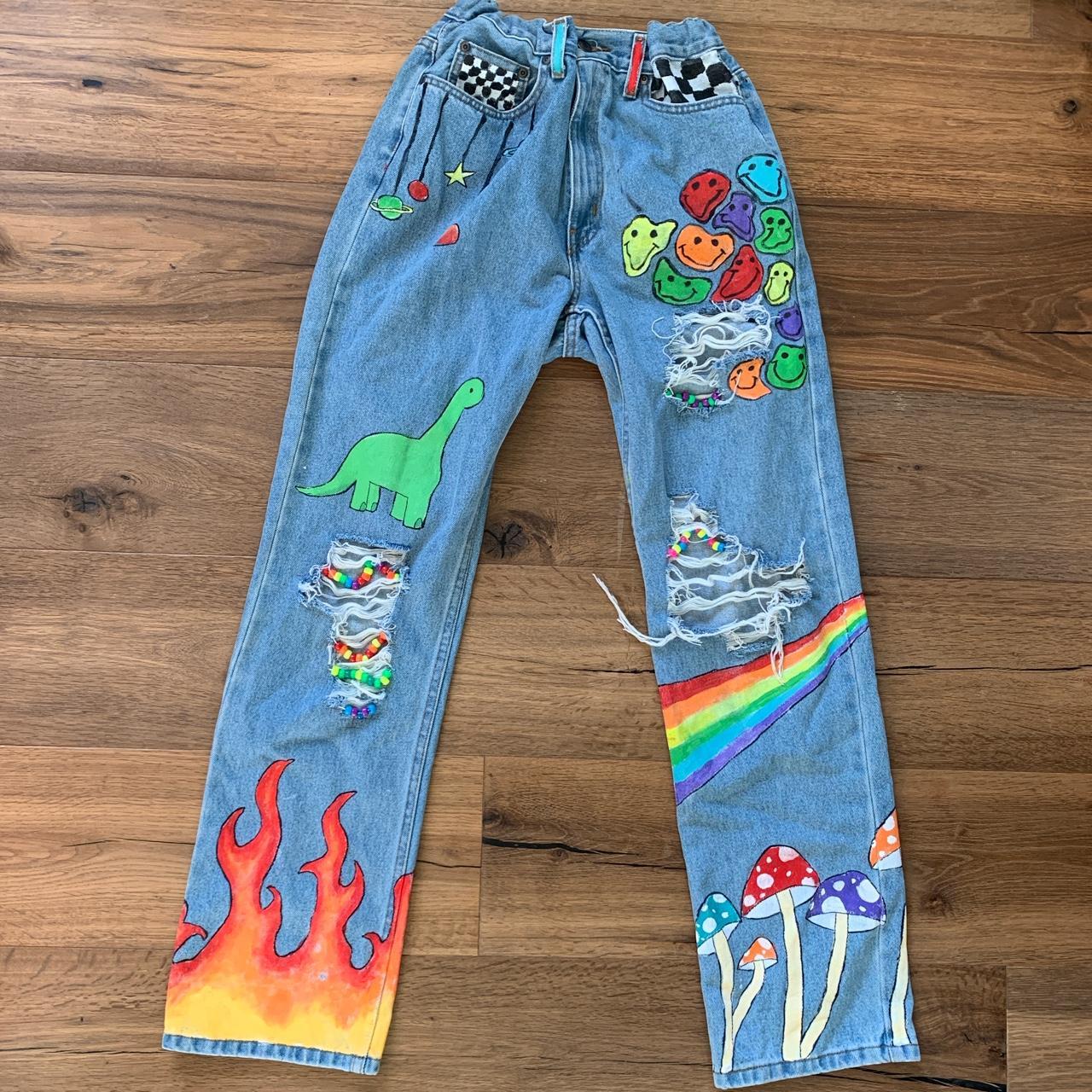 Handpainted Mom Jeans 30 x 32 I painted and ripped... Depop