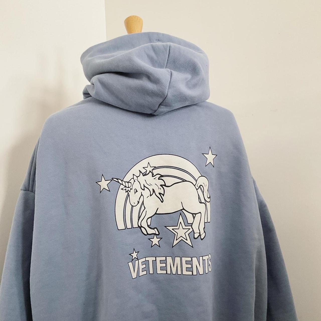 Vetements blue unicorn top hoodie