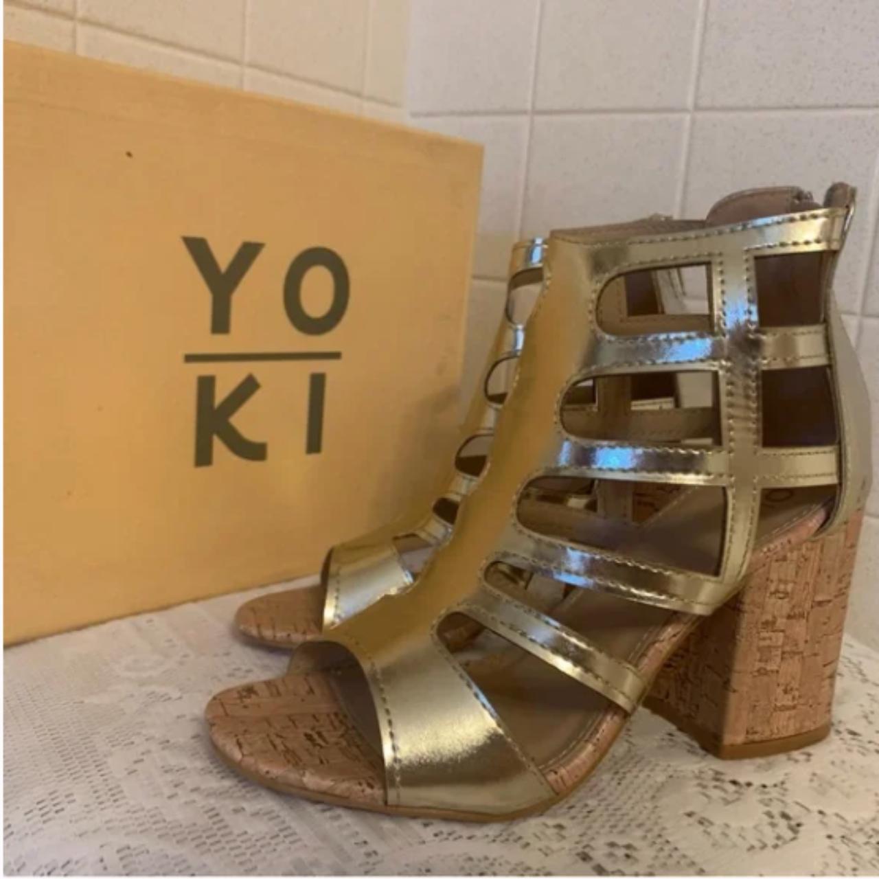 Gold gladiator block store heels