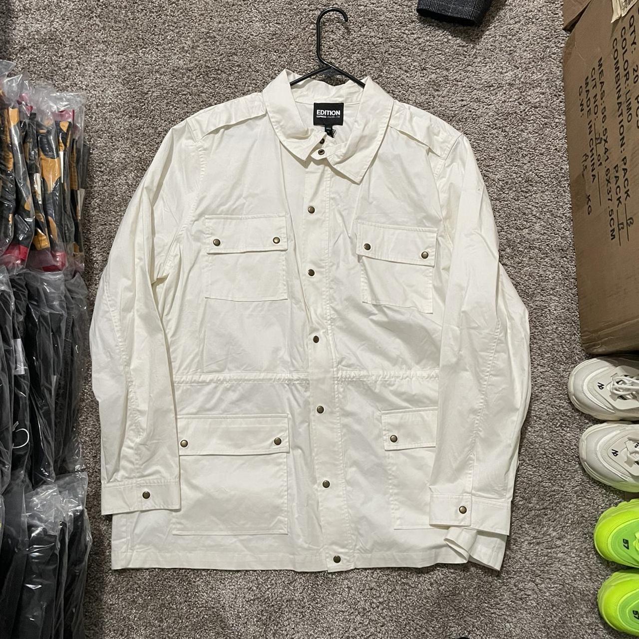 EXPRESS MENS white rain coat Size XXL Worn once... Depop