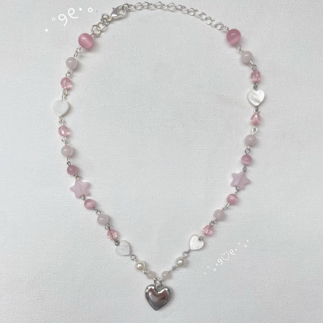 Coquette heart necklace ˚ ୨୧⋆｡˚ 16 in and... - Depop